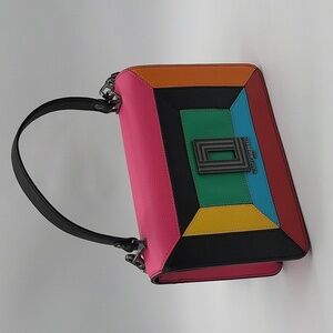 449- Karl Lagerfeld Paris Colorblock Flap Crossbody Bag Made In Vietnam